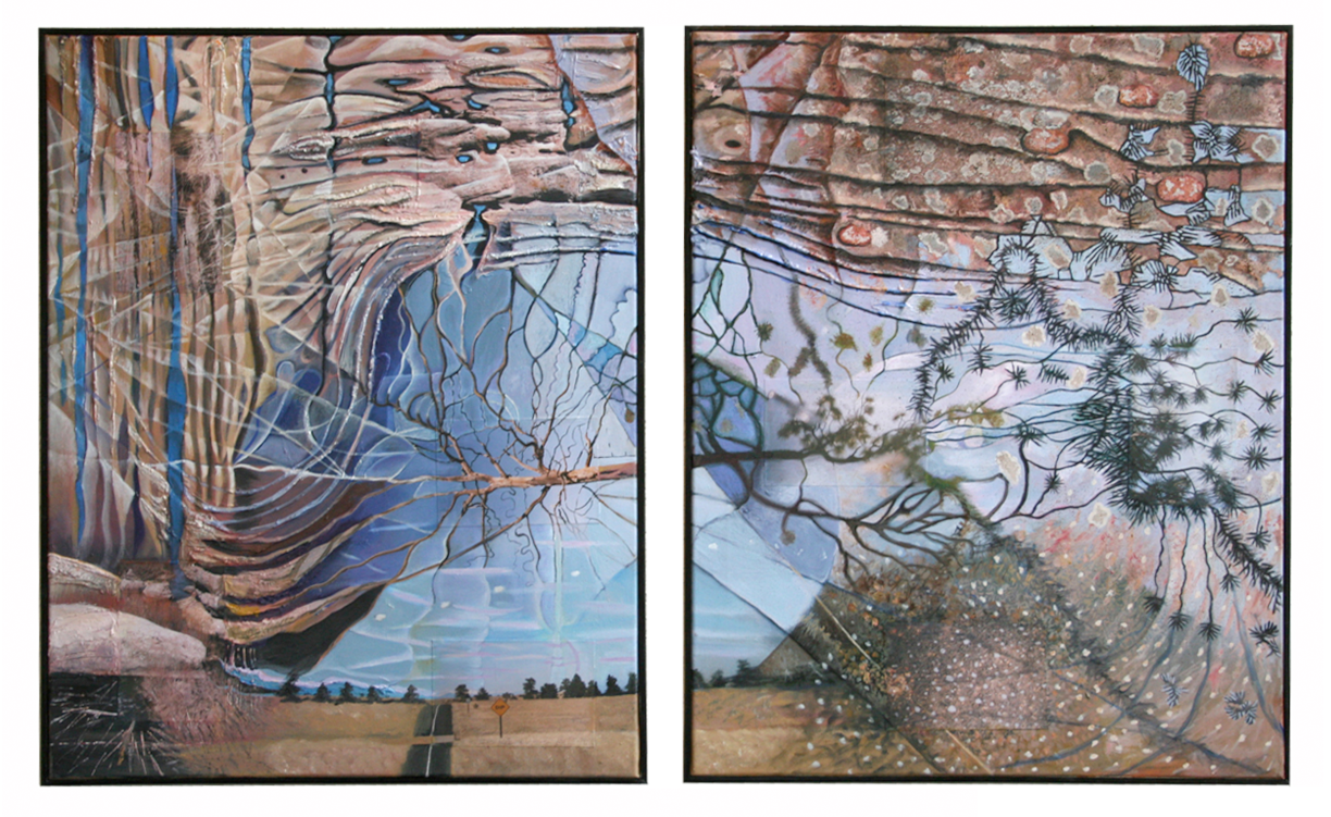 Intuitive Oil & Mixed Media Diptych on Canvas by Clairvoyant Intuitive Artist Joanna Whitney
