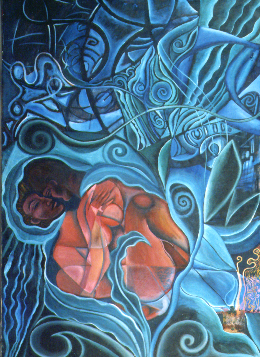 Intuitive Oil & Mixed Media on Canvas by Clairvoyant Intuitive Artist Joanna Whitney
